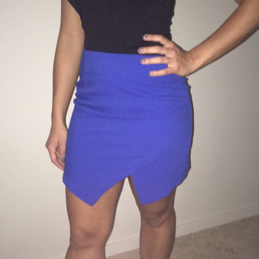 ROYAL BLUE ASYMMETRICAL SKIRT